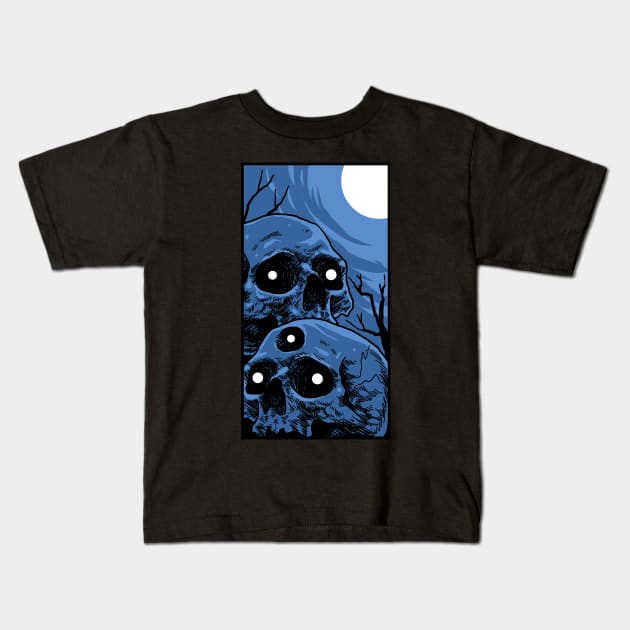 dark funeral skulls Kids T-Shirt by donipacoceng